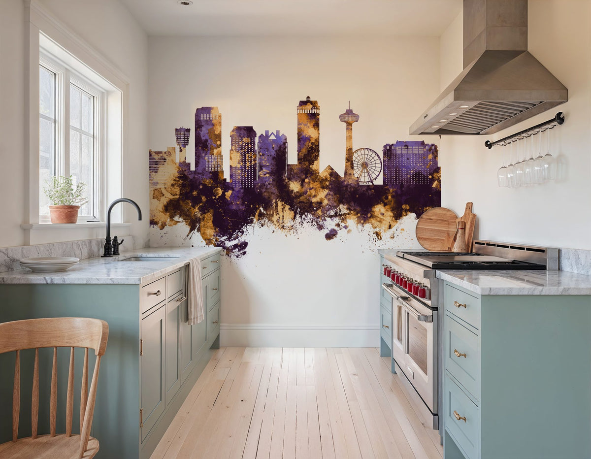 Niagara Falls Skyline Purple & Gold Mural Wallpaper - room preview 03