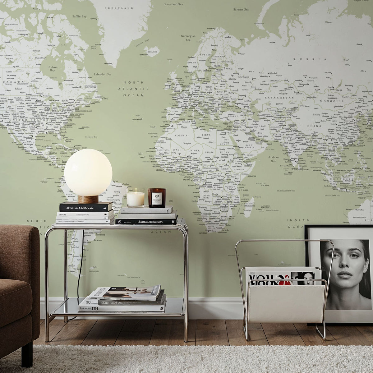 World Map Cities - Xolani Mural Wallpaper - room preview 03