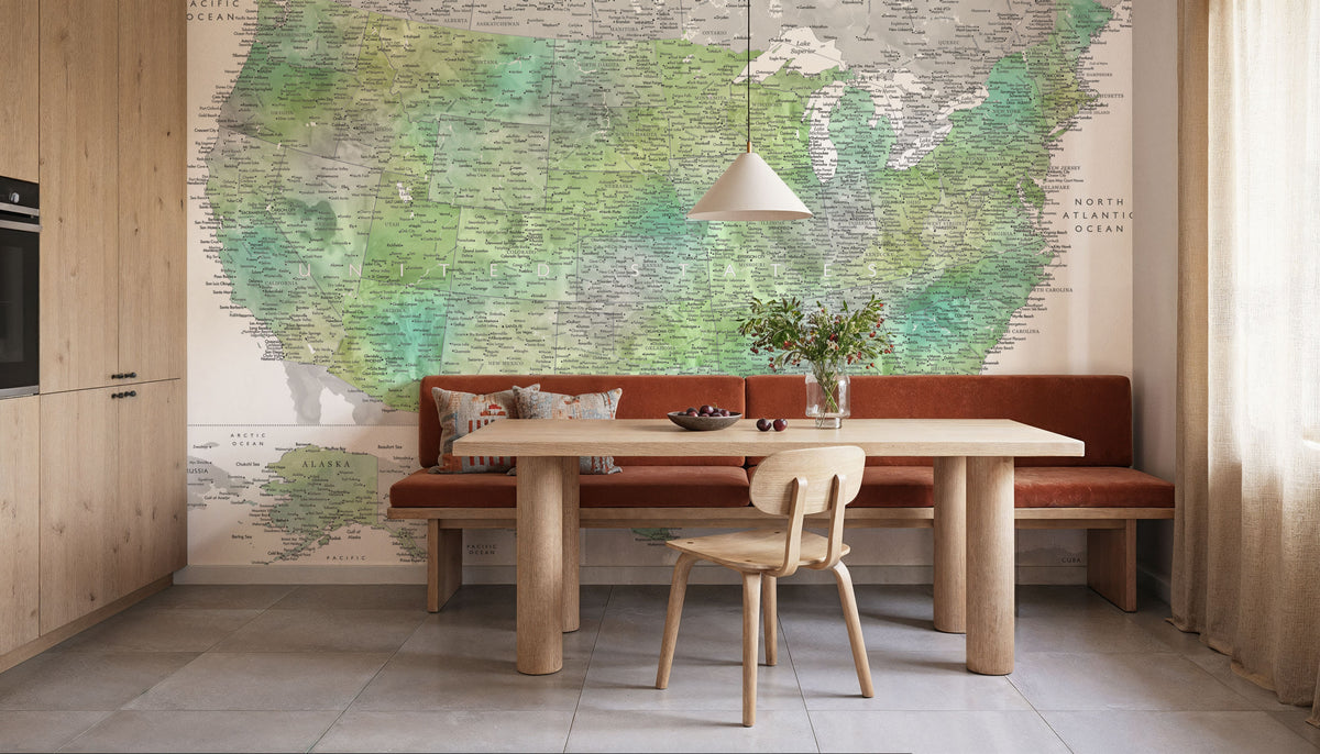 US Map Detailed - Oriole Mural Wallpaper - room preview 03