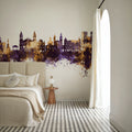 Pamplona Spain Skyline Purple & Gold Mural Wallpaper - room preview 03