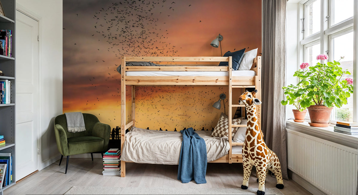 Congress Avenue Bridge Bats Mural Wallpaper - room preview 03