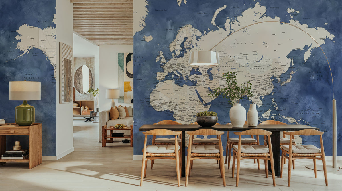 World Map Cities - Sabeen Mural Wallpaper - room preview 03
