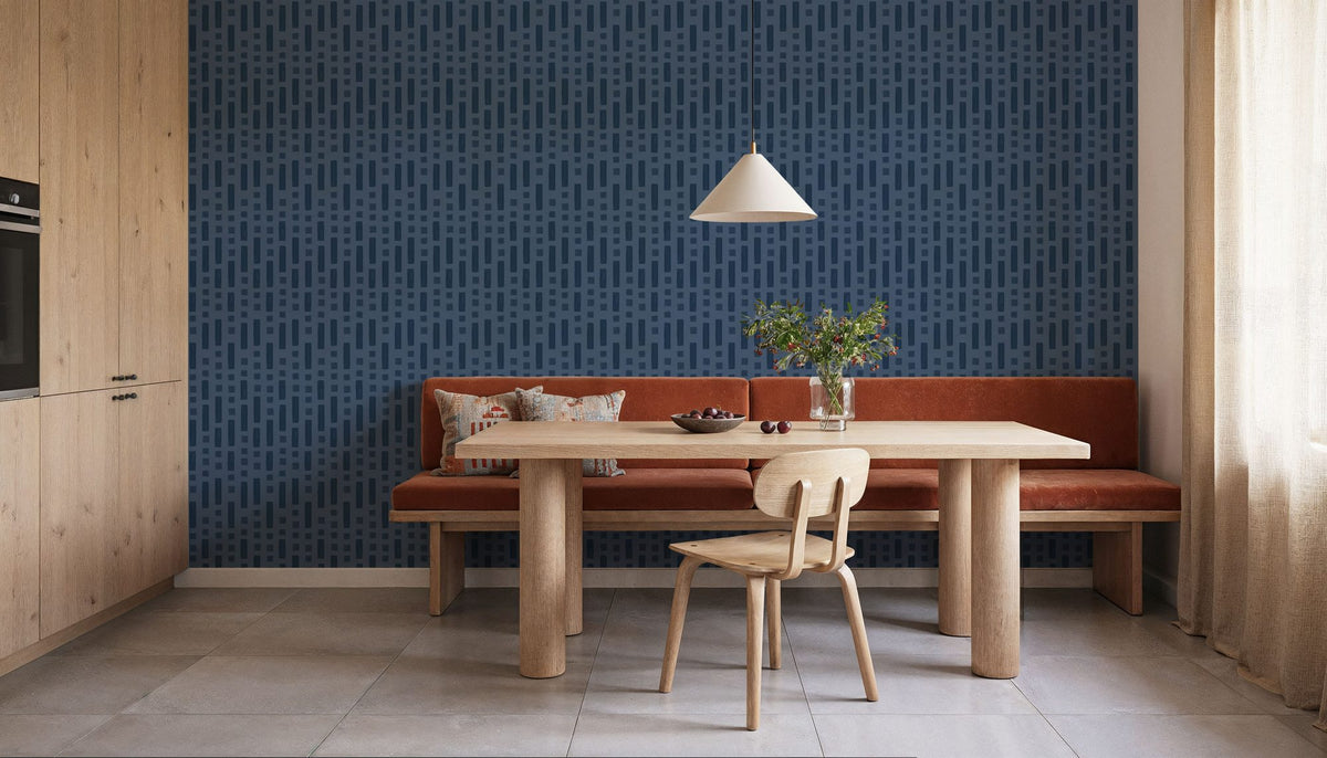 Coastal Signals Dark Blue Mural Wallpaper - room preview 03