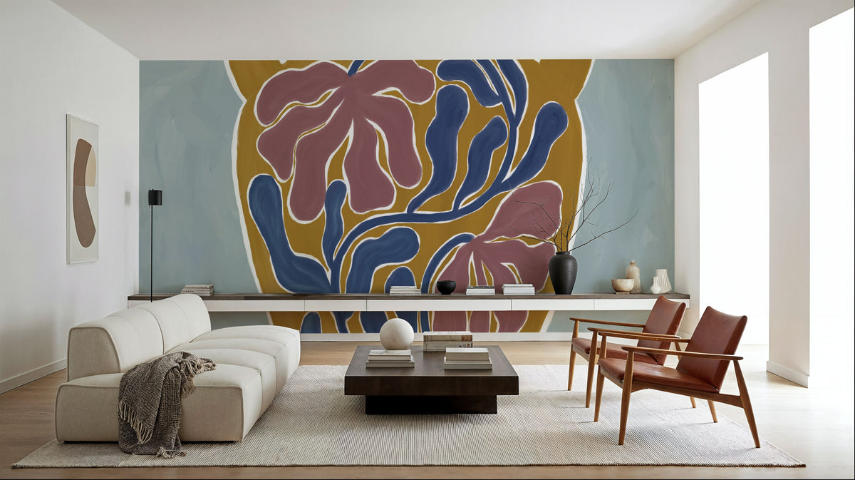 Modern Floral Vase I Mural Wallpaper - room preview 03
