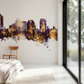 Roanoke Virginia Skyline Purple & Gold Mural Wallpaper - room preview 03