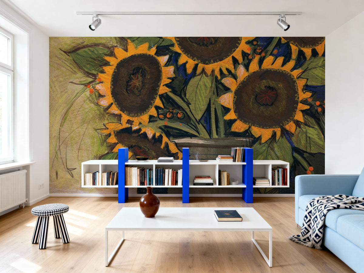 Sunflower Crock Mural Wallpaper - room preview 03