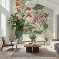 Salvia Florals on Newsprint I Mural Wallpaper - room preview 03