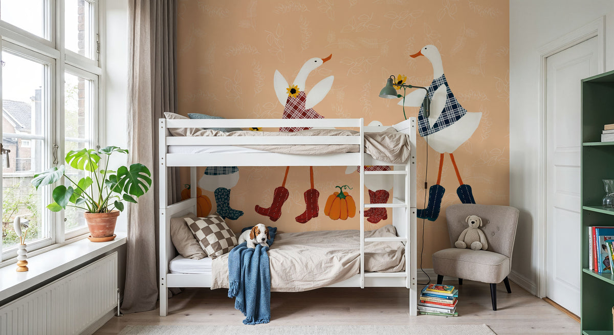 Ducks in the Pumpkin Patch I Mural Wallpaper - room preview 03