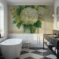 Cottage Hydrangeas in White Mural Wallpaper - room preview 03