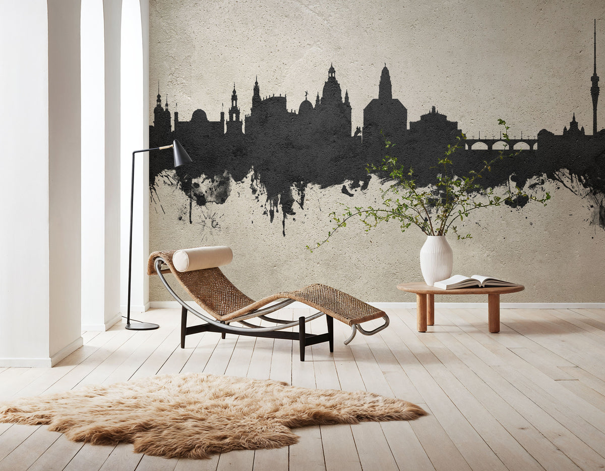 Dresden Germany Skyline Concrete Mural Wallpaper - room preview 03