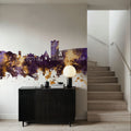 Gateshead England Skyline Purple & Gold Mural Wallpaper - room preview 03