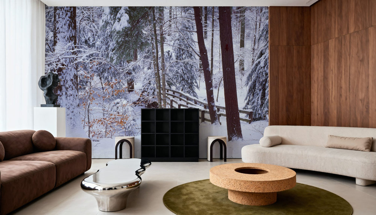 Winter's Passage Snow Mural Wallpaper - room preview 03