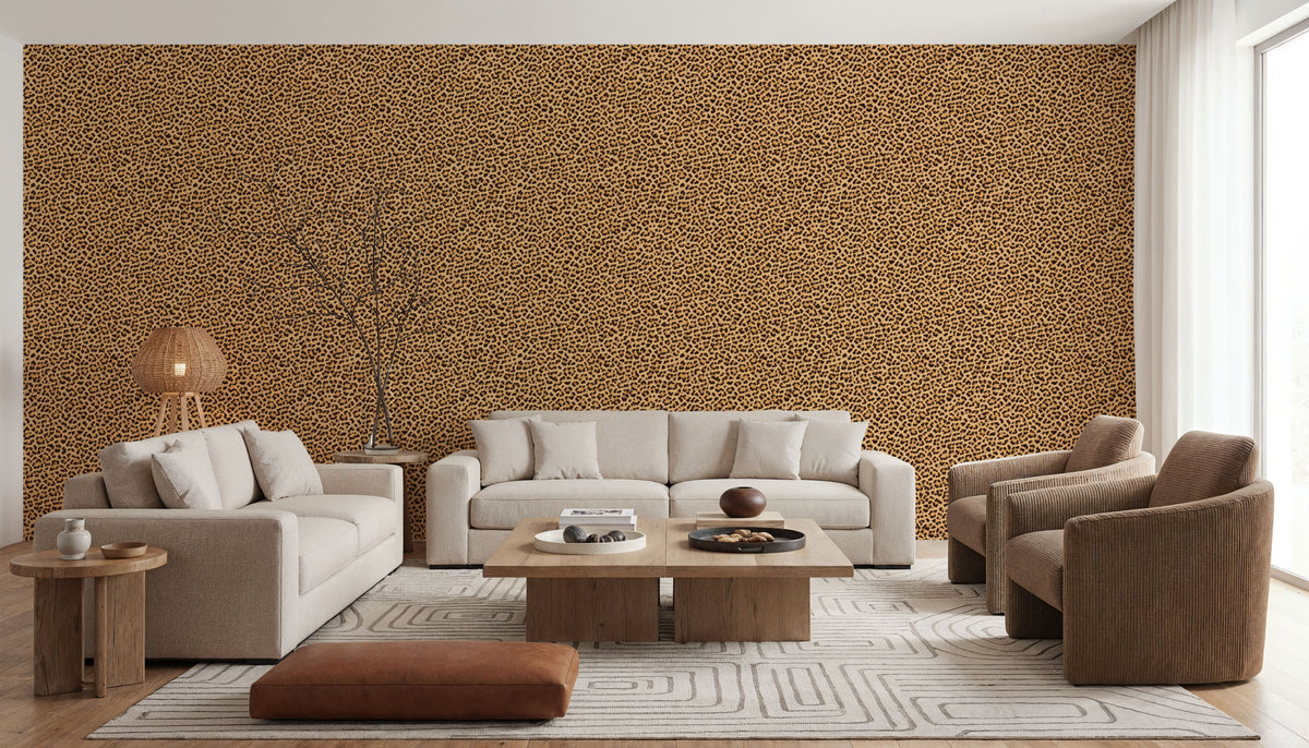 Leopard Fur Texture No.I Mural Wallpaper - room preview 03