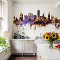Honolulu Hawaii Skyline Purple & Gold Mural Wallpaper - room preview 03