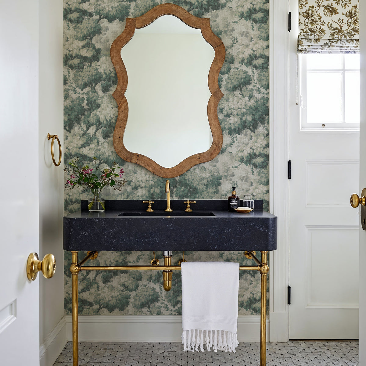 Greenwood Linden, Dusty Green Mural Wallpaper - room preview 03