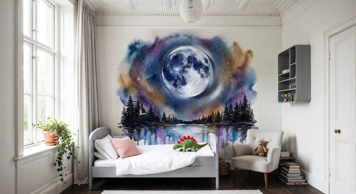 Forest Lake II - Powerful Moon Series Mural Wallpaper - room preview 03