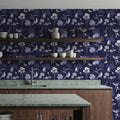 Botanical Postcard Blue Mural Wallpaper - room preview 03