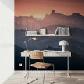 Layered Mountains Mural Wallpaper - Neutral Tone - room preview 03
