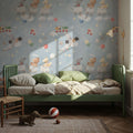 Sky Train, Washed Blue Mural Wallpaper - room preview 03