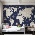 Sea This Map Blue Mural Wallpaper - room preview 03