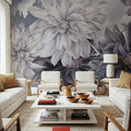 Focus on the Dahlia Gray Mural Wallpaper - room preview 03