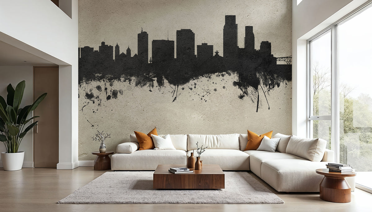 Corpus Christi Texas Skyline Concrete Mural Wallpaper - room preview 03