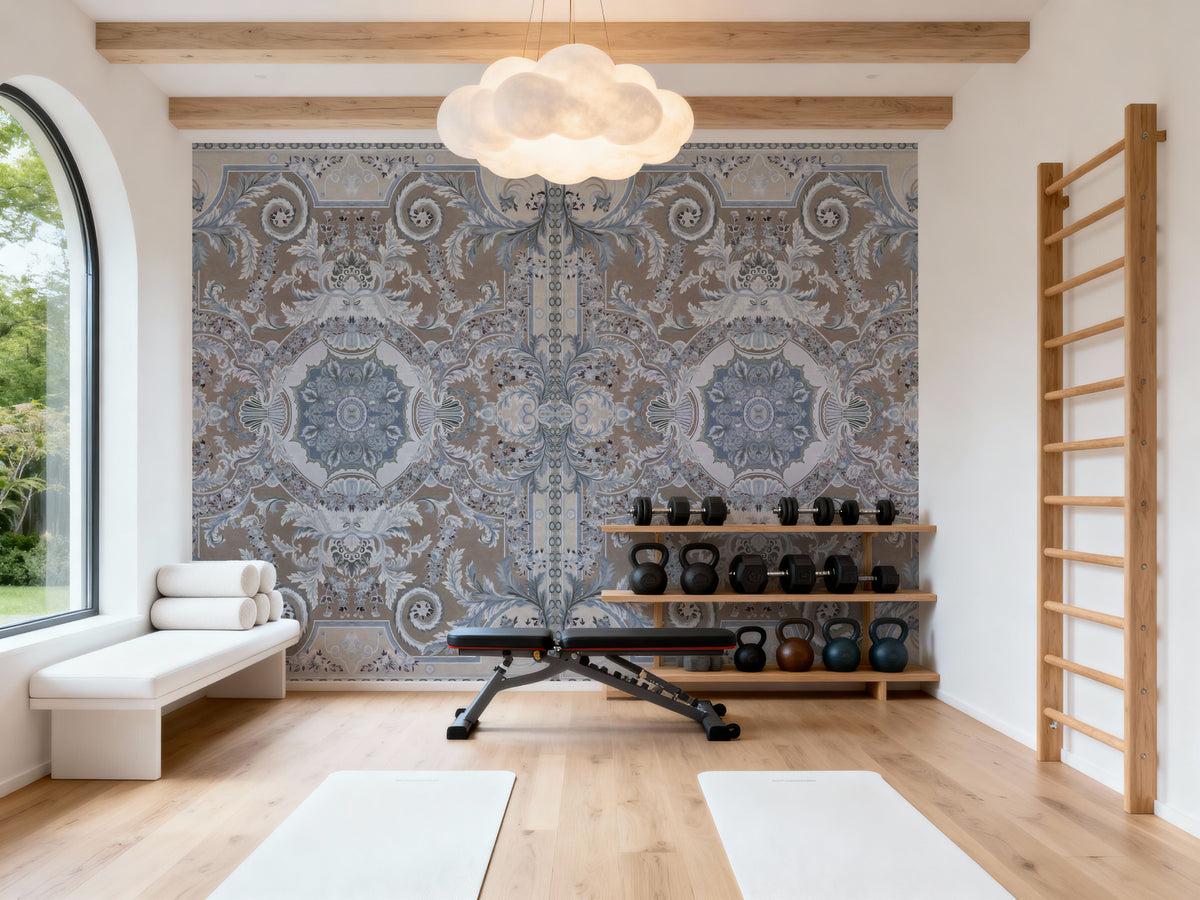 Gentle Branches, Beige & Lavender Mural Wallpaper - room preview 03