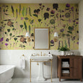 Floral Dream, Butter Yellow Mural Wallpaper - room preview 03