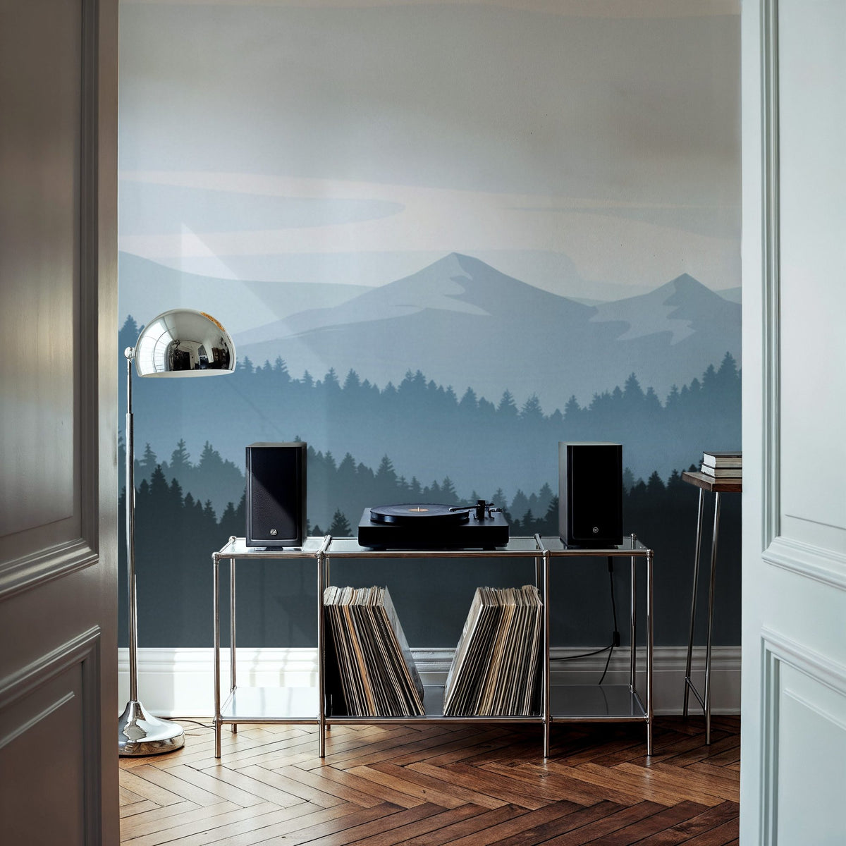 Mountain Blues in Paper Mural Wallpaper - room preview 03