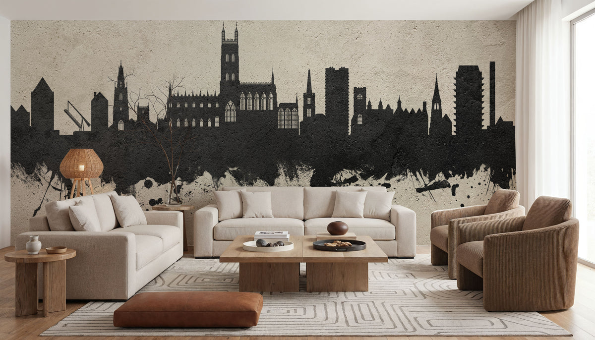 Gloucester England Skyline Concrete Mural Wallpaper - room preview 03
