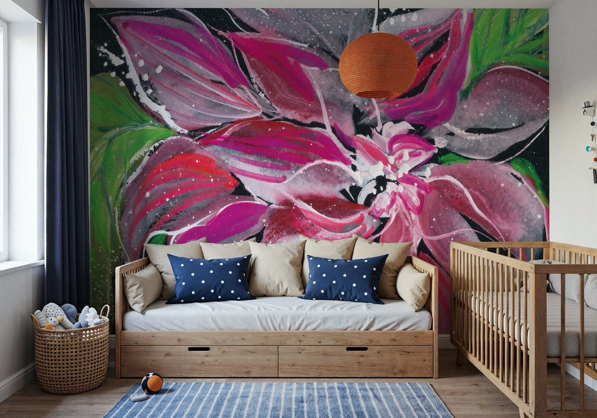 Festive Floral Mural Wallpaper - room preview 03