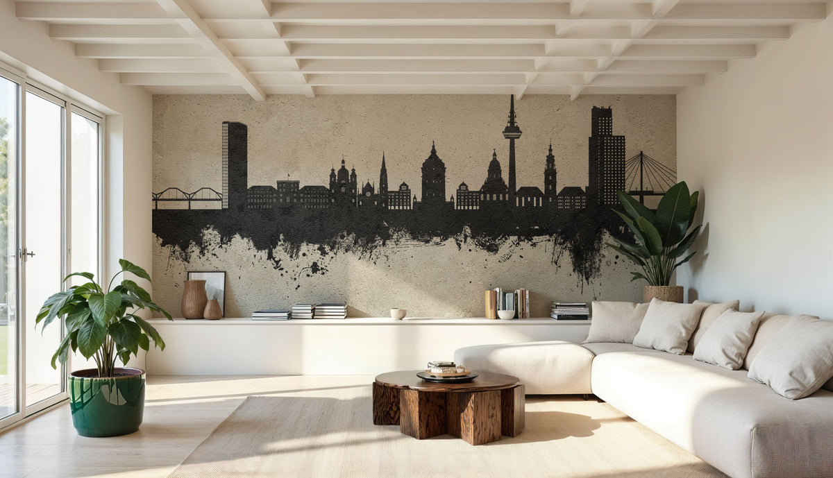 Mannheim Germany Skyline Concrete Mural Wallpaper - room preview 03