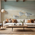 Tranquil Shorebirds on the Sand Mural Wallpaper - room preview 03