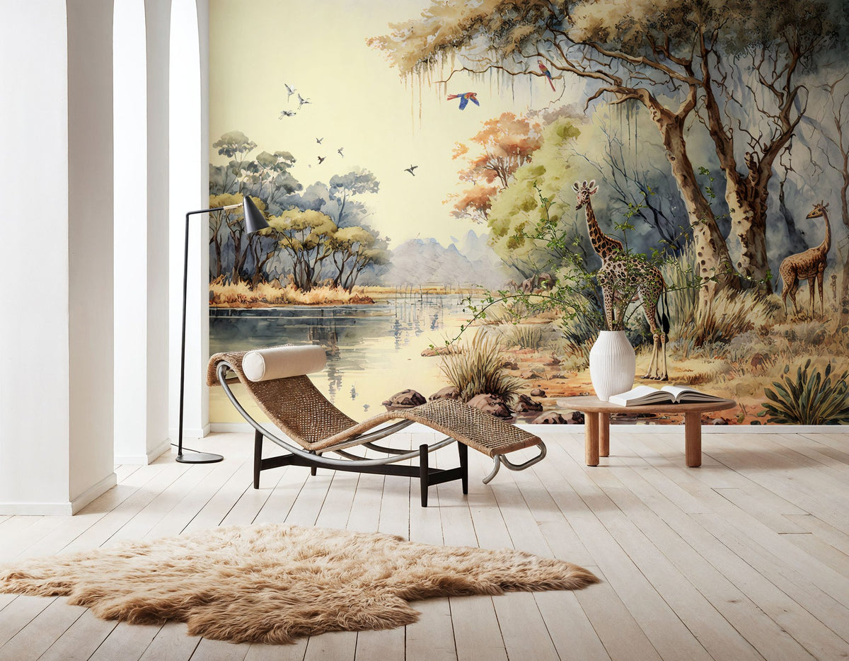 River Scene of Kenya Mural Wallpaper - room preview 03