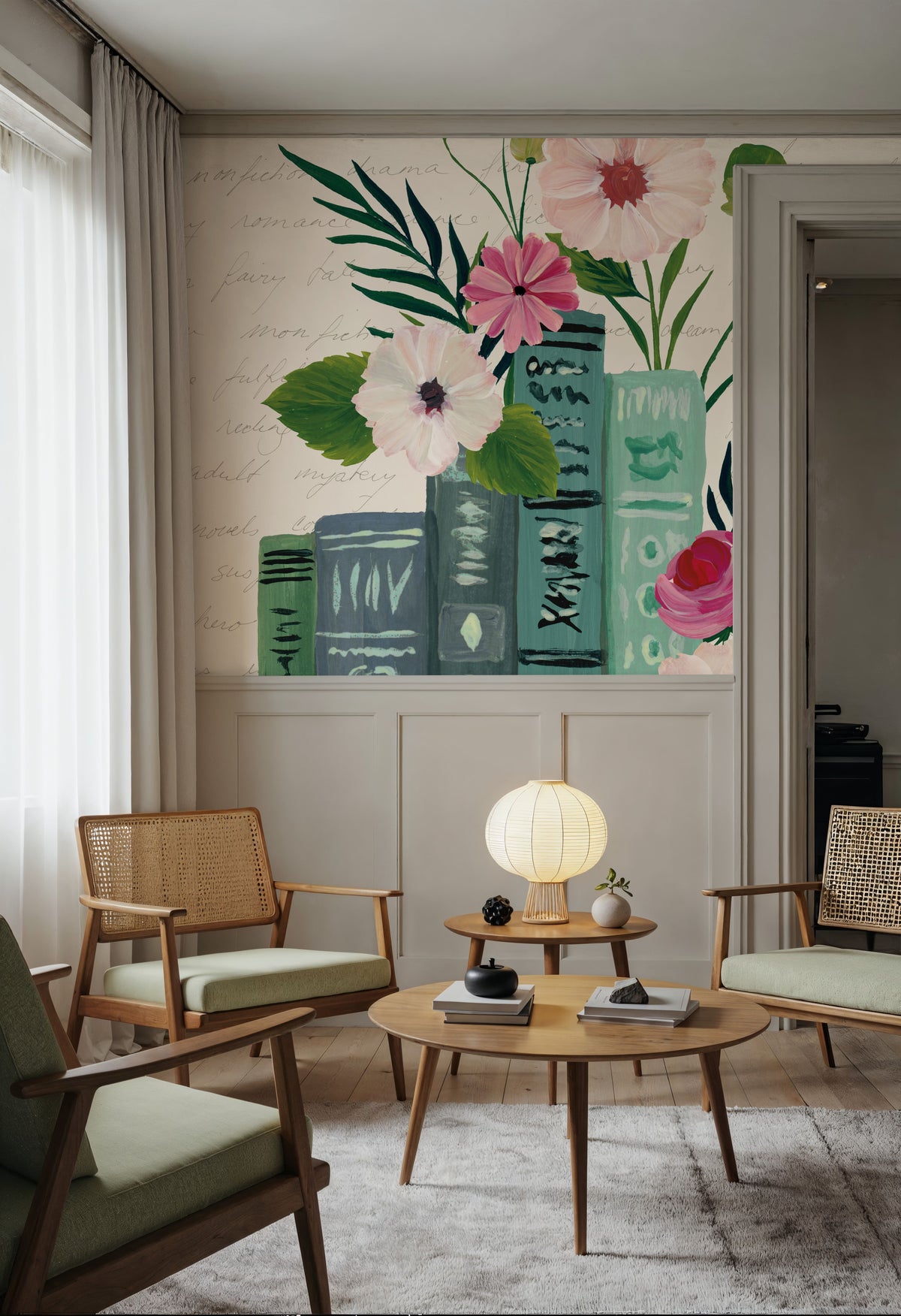 Blooming Books III Mural Wallpaper - room preview 03