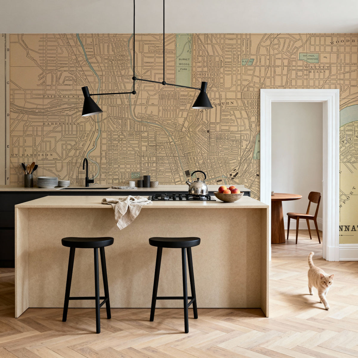 Map of Cincinnati Mural Wallpaper - room preview 03