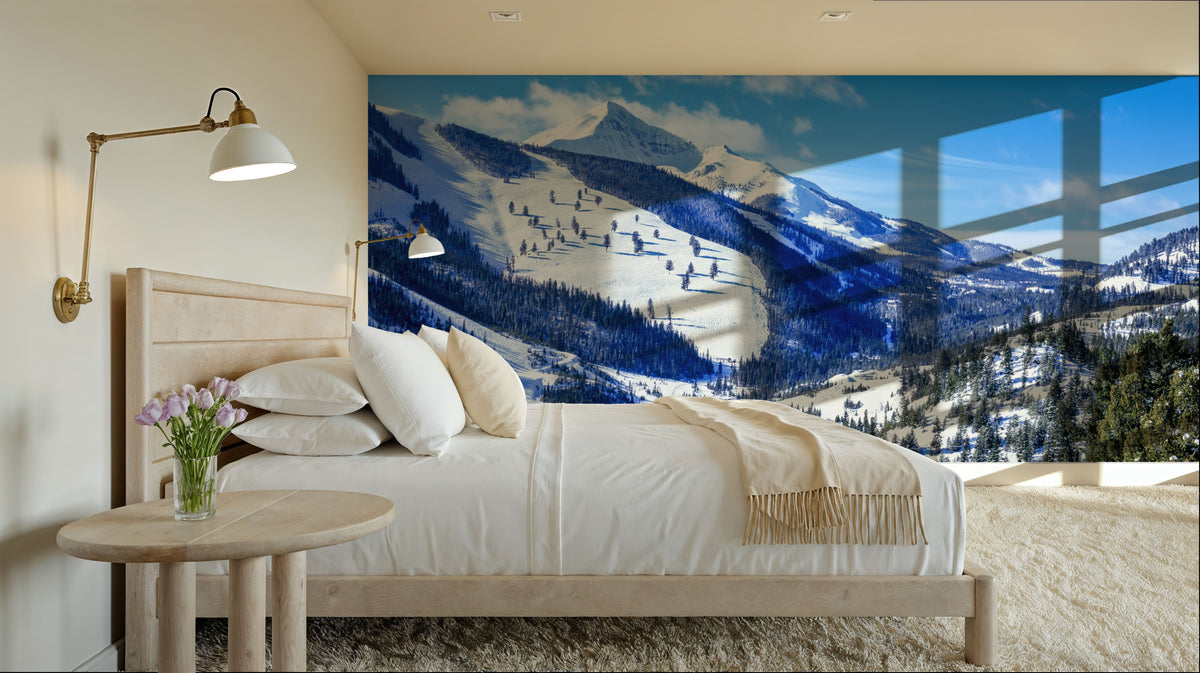 Alpine Sanctuary Mural Wallpaper - Blue Tone - room preview 03