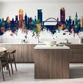 Sunderland England Skyline Blue & Bronze Mural Wallpaper - room preview 03