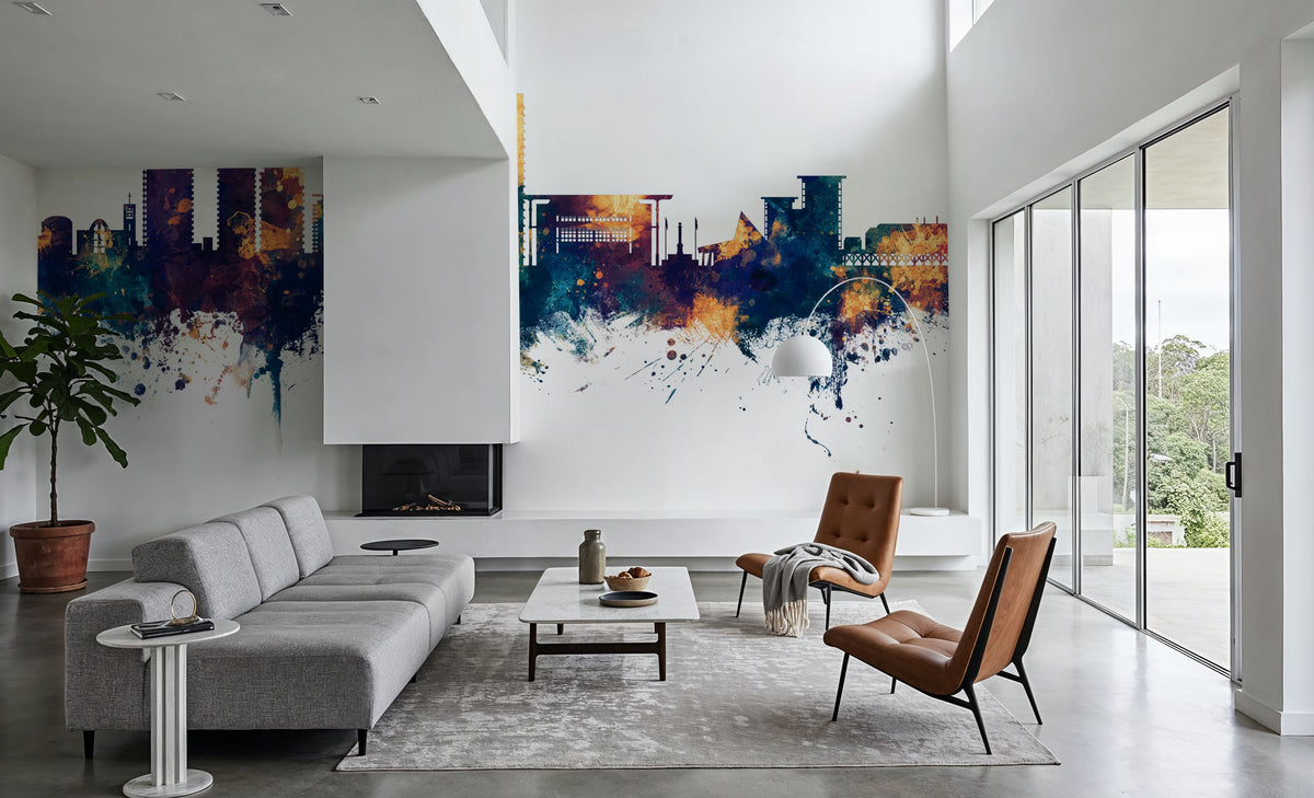 Darwin Australia Skyline Blue & Bronze Mural Wallpaper - room preview 03