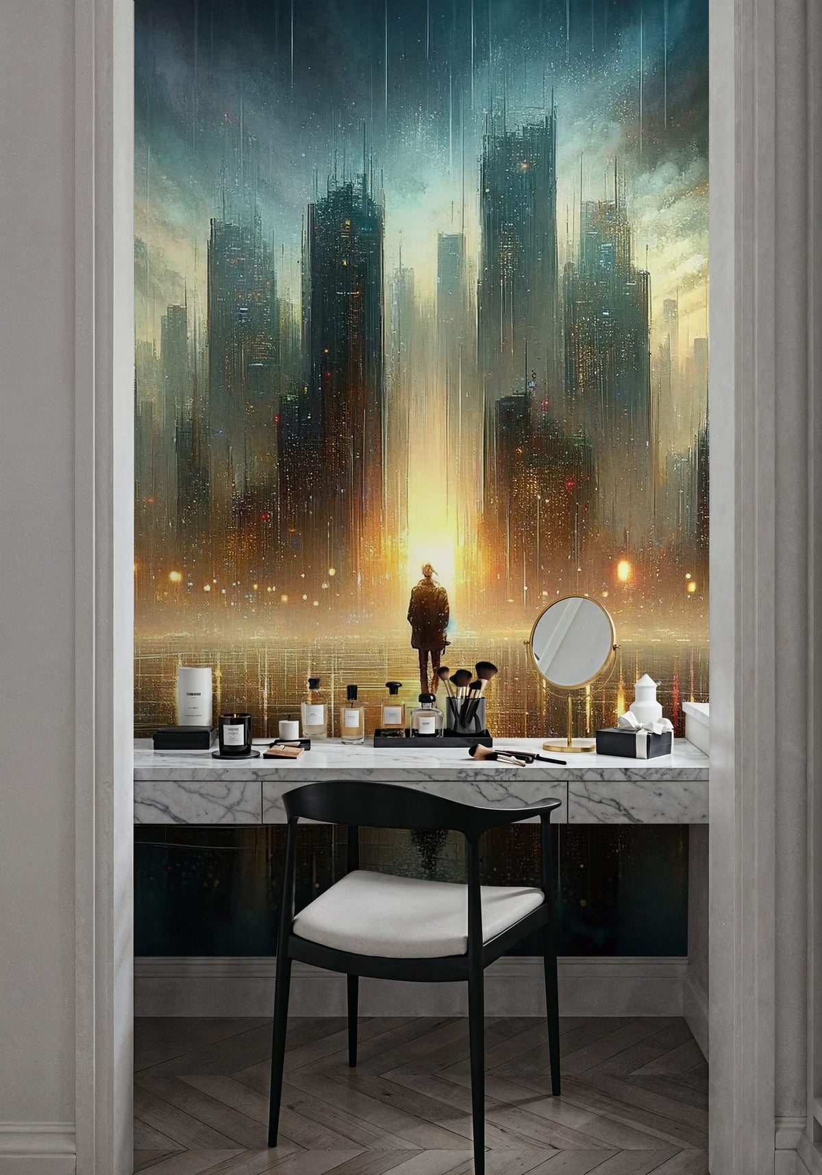 Lost Moments in Twilight Rain Mural Wallpaper - room preview 03