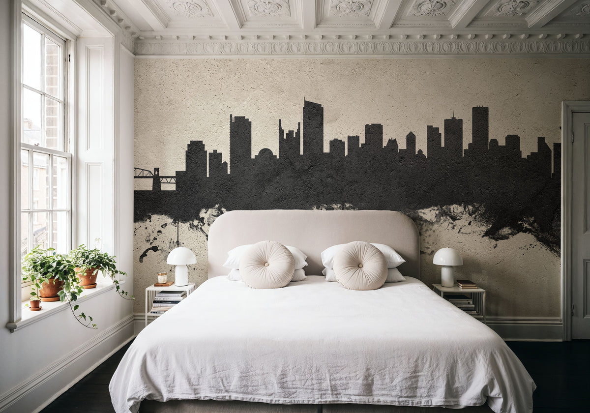 Vancouver Canada Skyline Concrete Mural Wallpaper - room preview 03
