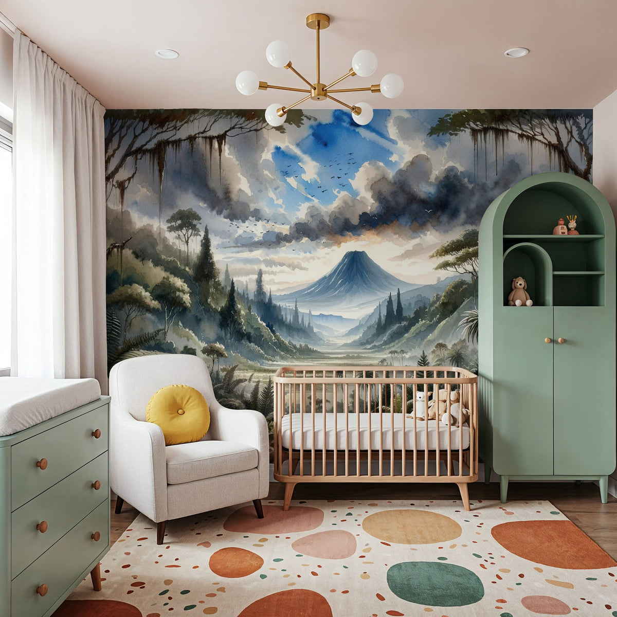 Lush Jungle Valley with Mountains Mural Wallpaper - room preview 03