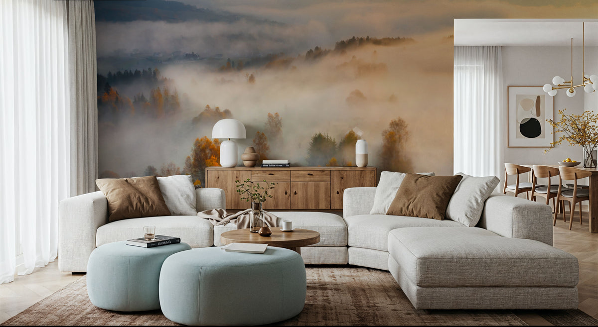 Foggy Birch Dream Mural Wallpaper - room preview 03