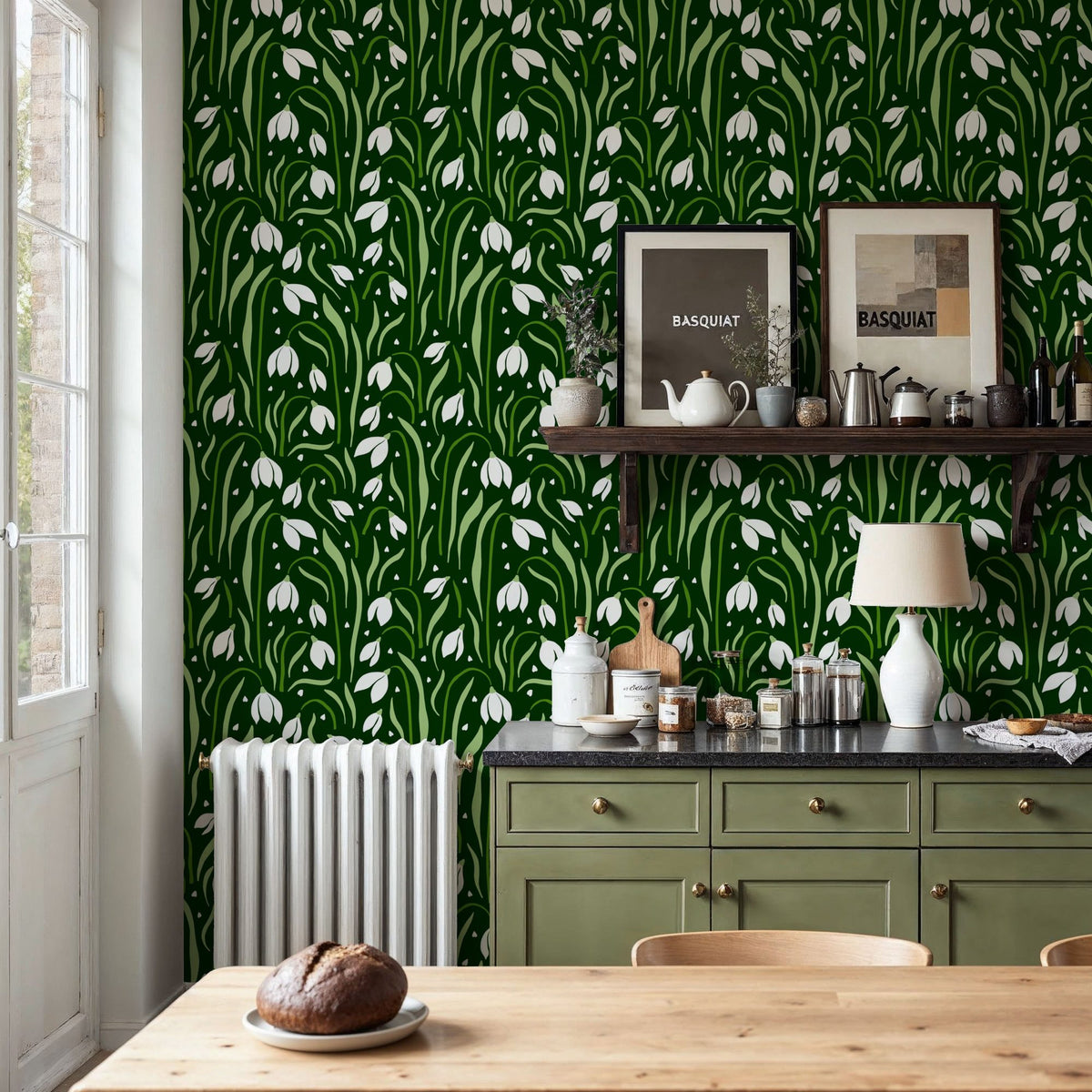 Snowdrops in Spring Mural Wallpaper - room preview 03