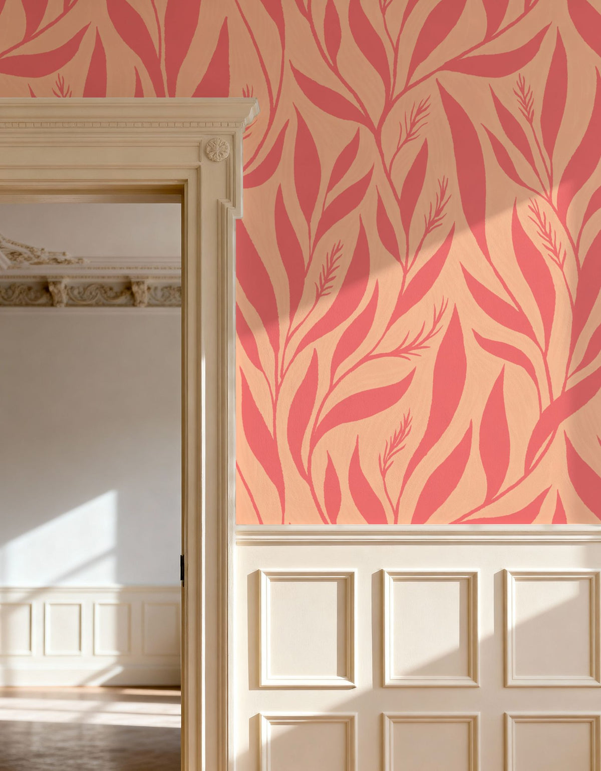 Leavescapes Mural Wallpaper - Red Tone - room preview 03