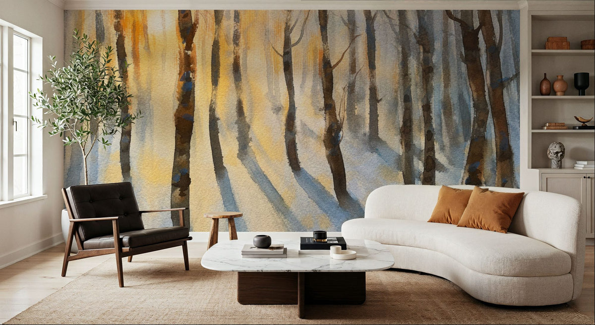 Winterlight Woods Mural Wallpaper - room preview 03