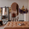 Maldon England Skyline Purple & Gold Mural Wallpaper - room preview 03