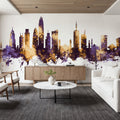 Nairobi Kenya Skyline Purple & Gold Mural Wallpaper - room preview 03