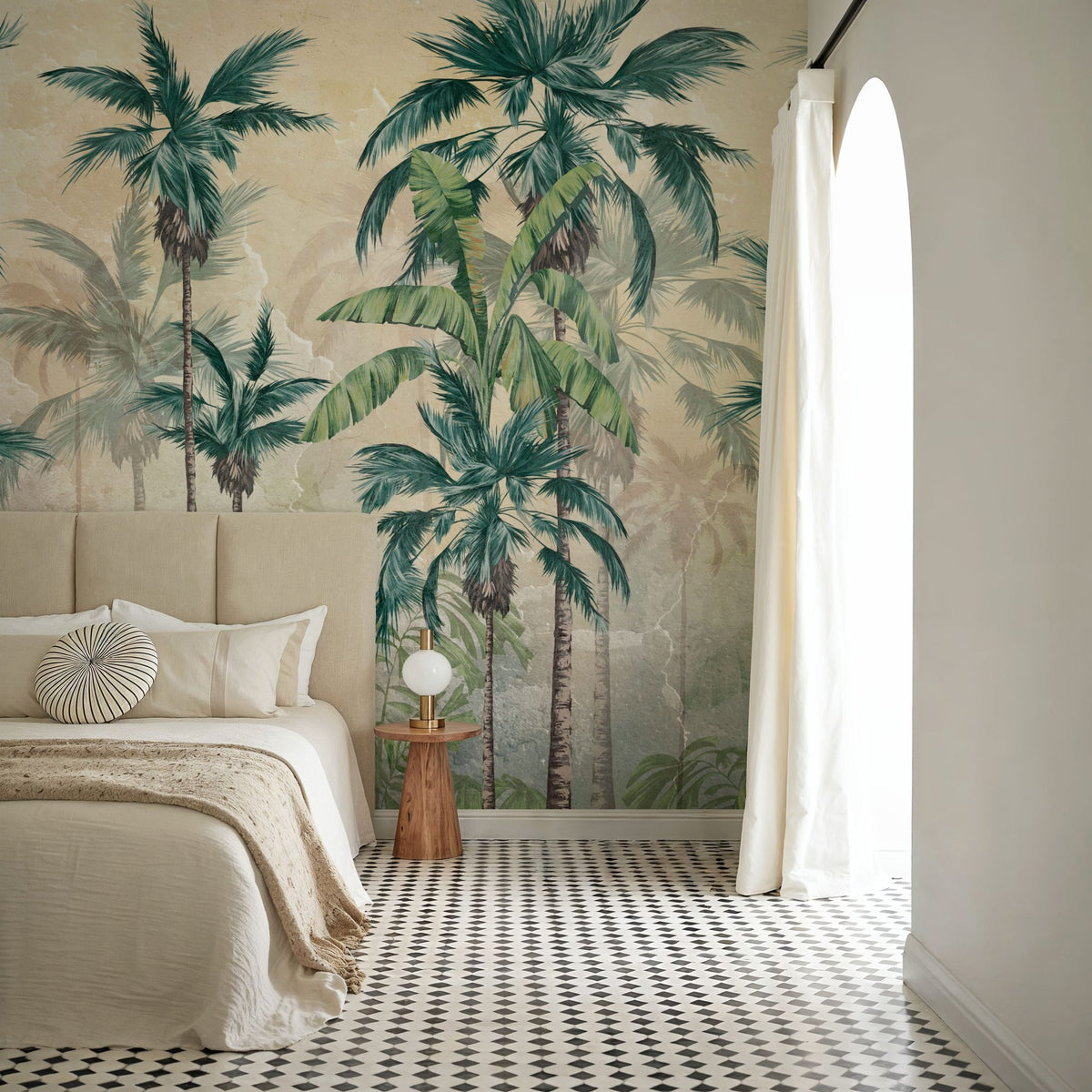 Textured Palm Paradise Mural Wallpaper - room preview 03