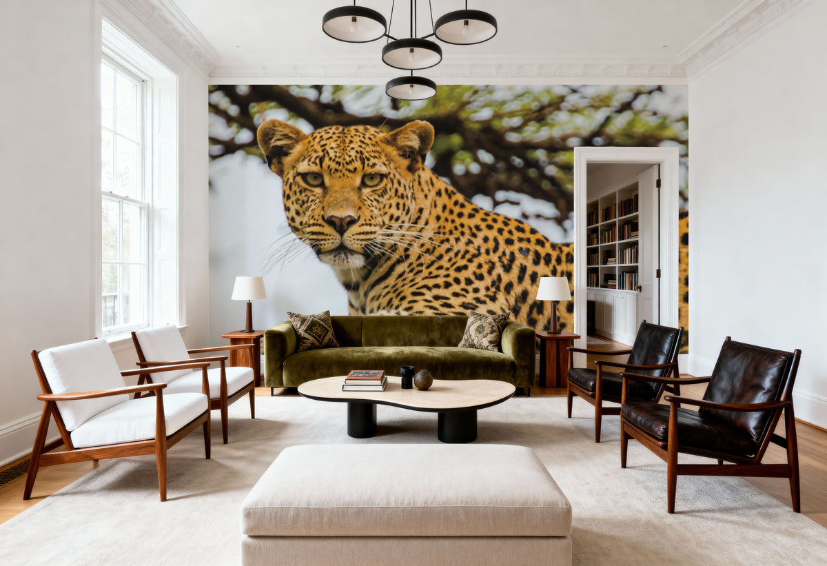 Lounging Leopard Mural Wallpaper - room preview 03